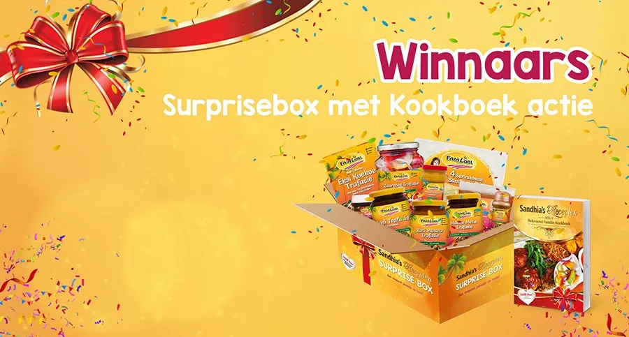 WINNAARS VAN WIN EEN Surprisebox met Kookboek